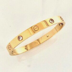 Gold Screw Bracelet 4 Zirconia Classic Model